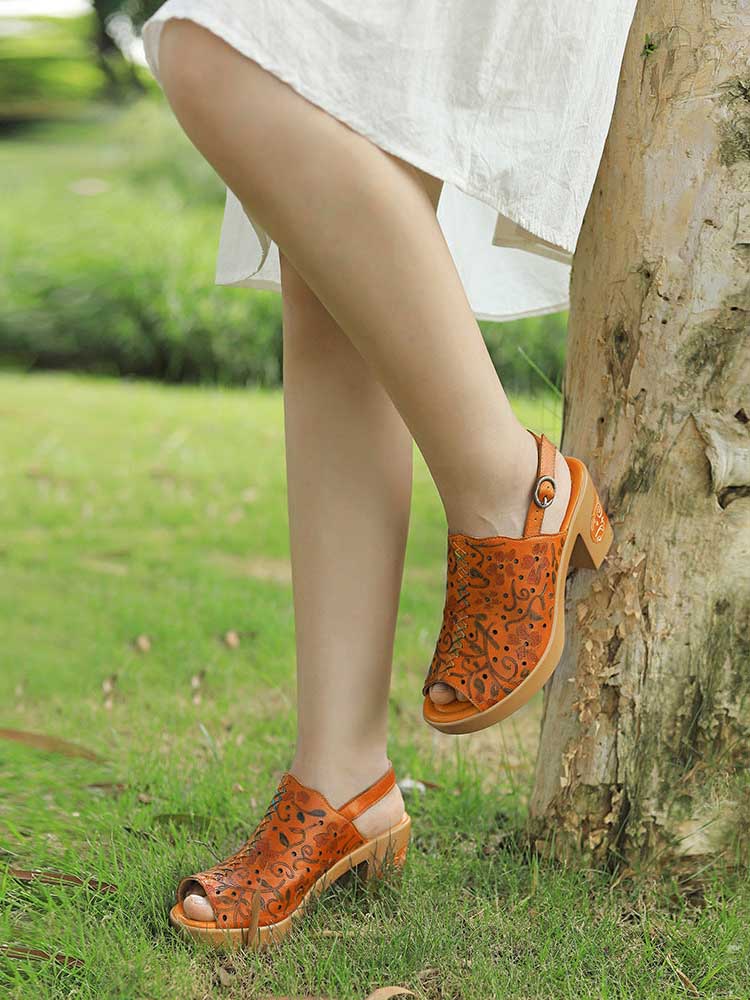 Fish Mouth Genuine Leather High Heel Sandals Sandals by Colorstepshoes – Don't Panic Shoes