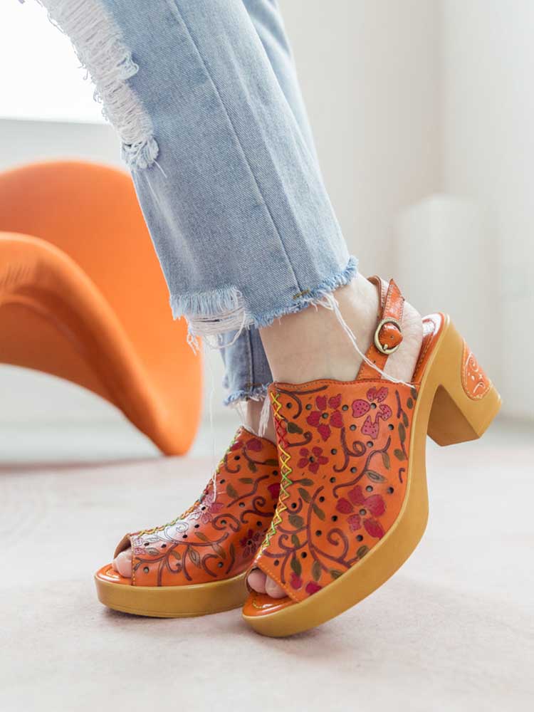 Fish Mouth Genuine Leather High Heel Sandals Sandals by Colorstepshoes – Don't Panic Shoes