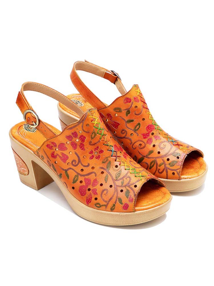 Fish Mouth Genuine Leather High Heel Sandals Sandals by Colorstepshoes – Don't Panic Shoes