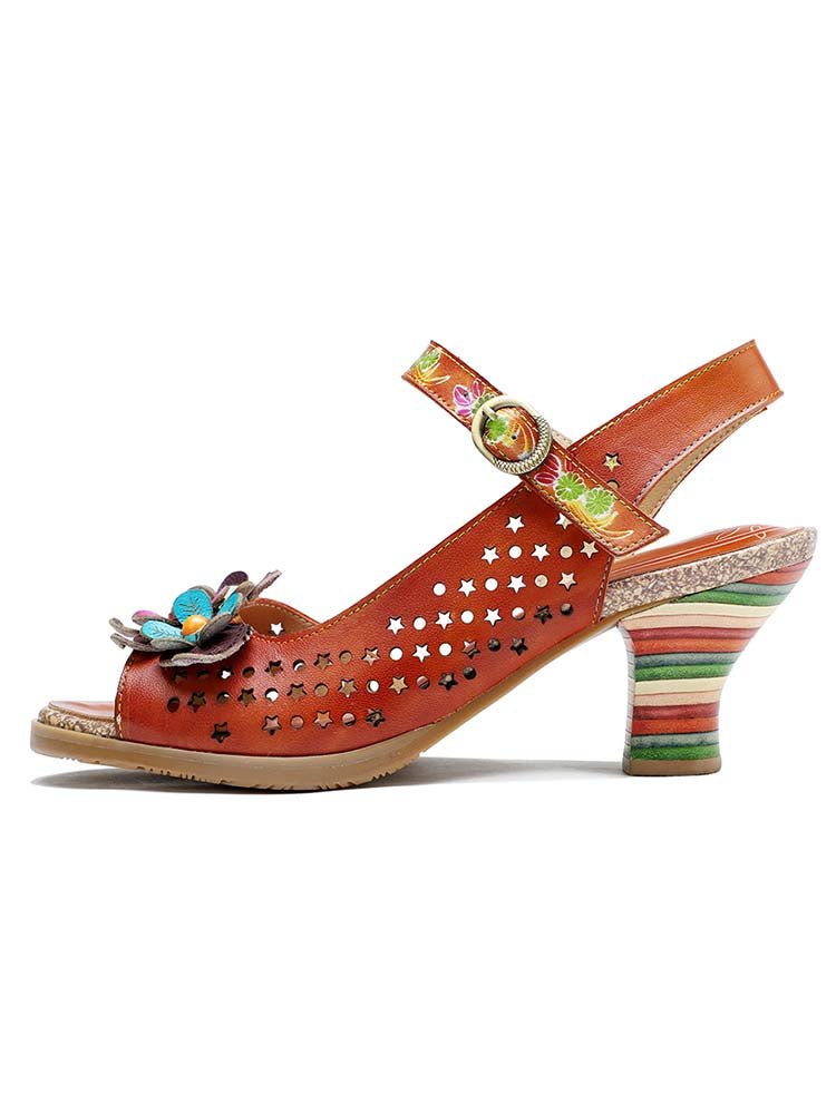 Fish Mouth Three Flowers Hollow Sandals Pumps by Colorstepshoes – Don't Panic Shoes