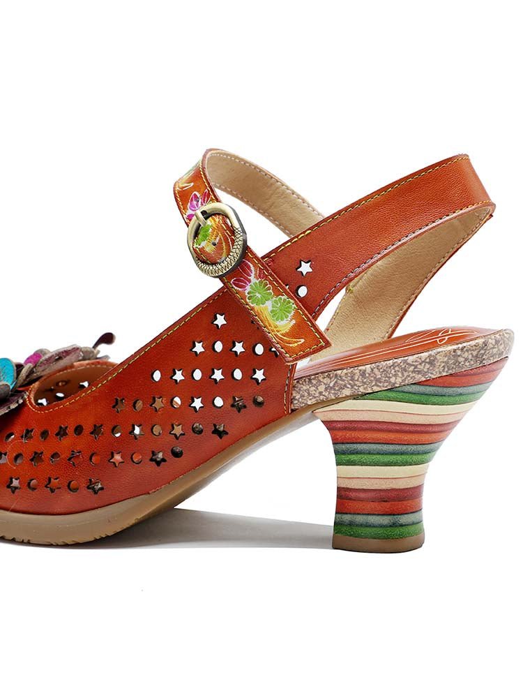 Fish Mouth Three Flowers Hollow Sandals Pumps by Colorstepshoes – Don't Panic Shoes