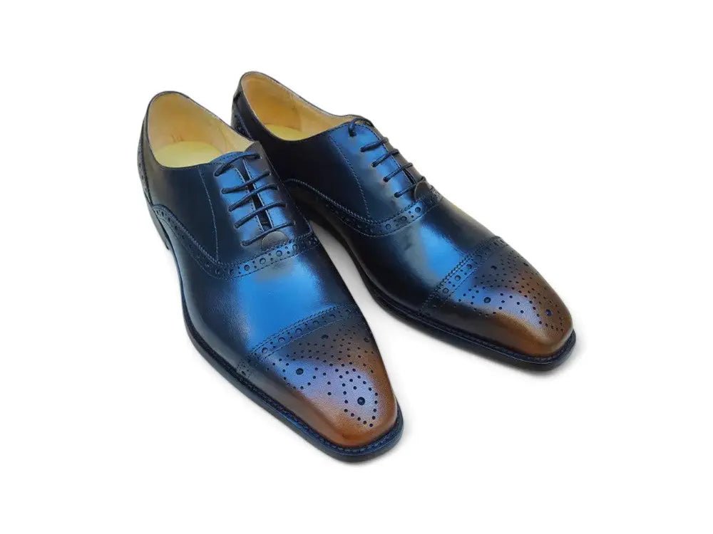 Five Eyelets Cap Toe Brushed Calfskin Leather Lined Oxford Shoes by Carrucci Shoes – Don't Panic Shoes