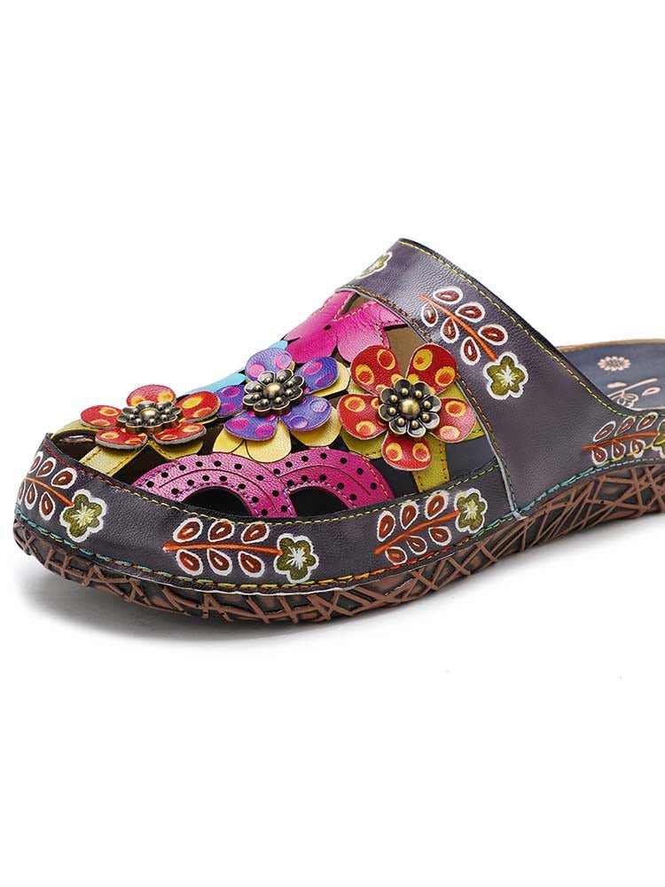 Flowers Handmade Colorful Slippers Sandals by Colorstepshoes – Don't Panic Shoes