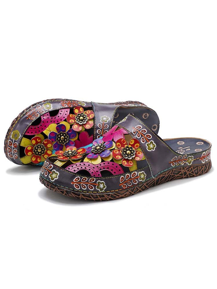 Flowers Handmade Colorful Slippers Sandals by Colorstepshoes – Don't Panic Shoes