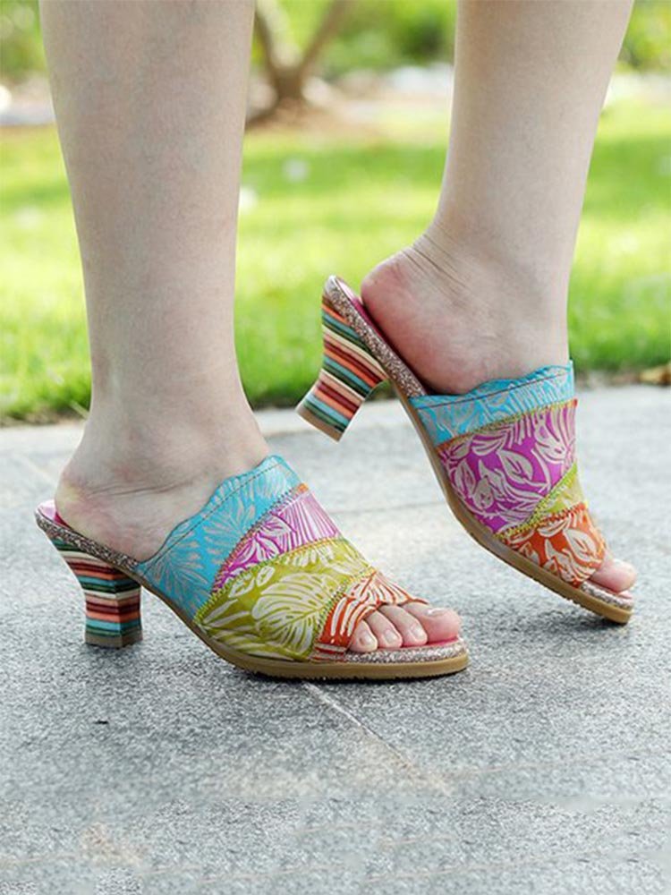 Four Color Splicing Slippers Pumps by Colorstepshoes – Don't Panic Shoes