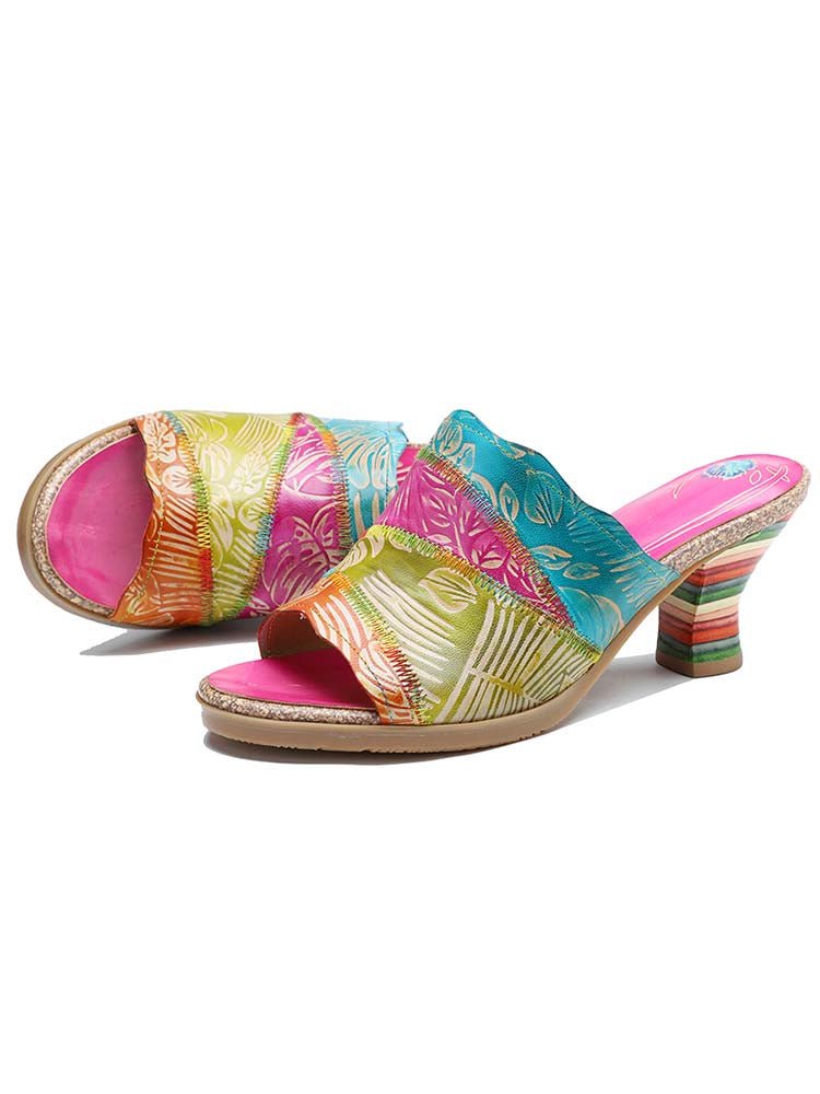 Four Color Splicing Slippers Pumps by Colorstepshoes – Don't Panic Shoes