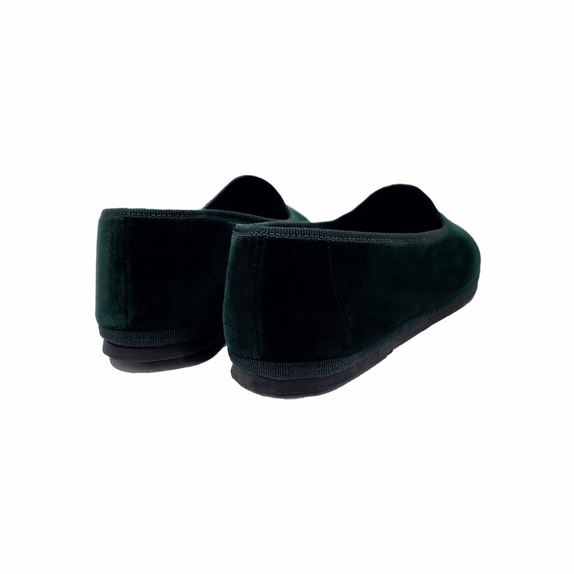 Friulane Velvet Flats Dark Green Traditional Indoor Shoes Slip On by Mar Soreli – Don't Panic Shoes