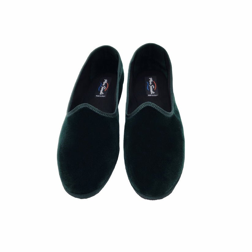 Friulane Velvet Flats Dark Green Traditional Indoor Shoes Slip On by Mar Soreli – Don't Panic Shoes