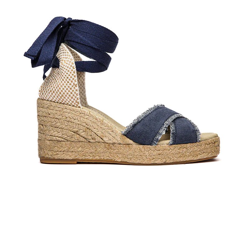 Gabi Navy Ankle Tie Espadrilles Made In Spain Non Slip Fashion by Childrenchic – Don't Panic Shoes