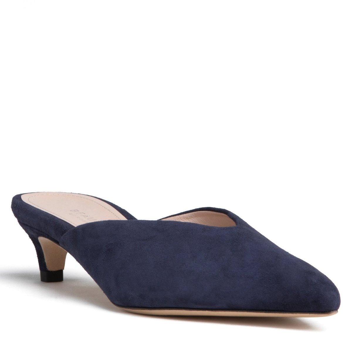 Gal Micro Heel Mule Women’S Navy Suede Memory Foam Heels by Beautiisoles – Don't Panic Shoes
