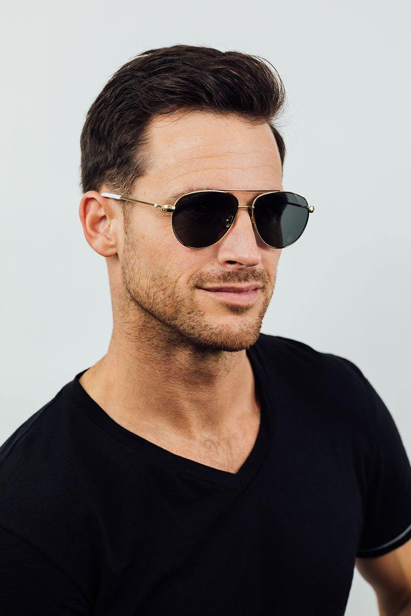 Gansett Classic Aviator Metal Gold Blue Grey Polarized Sunglasses by Out East Eyewear – Don't Panic Shoes