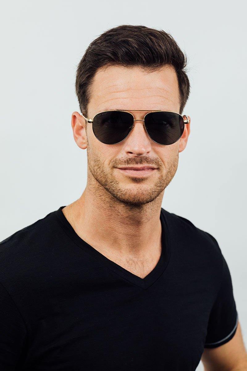 Gansett Classic Aviator Metal Gold Blue Grey Polarized Sunglasses by Out East Eyewear – Don't Panic Shoes