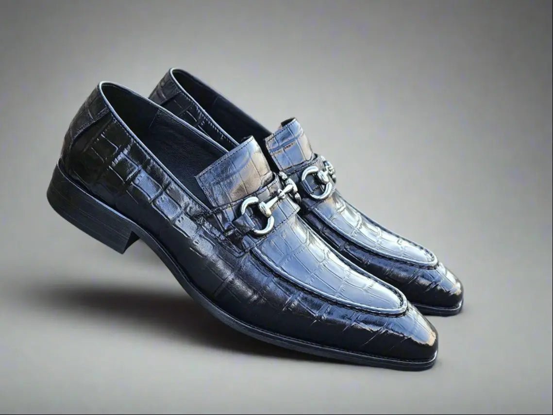 Gator Embossed Leather Buckle Loafer Classic Ks503 - 61e Shoes by Carrucci Shoes – Don't Panic Shoes