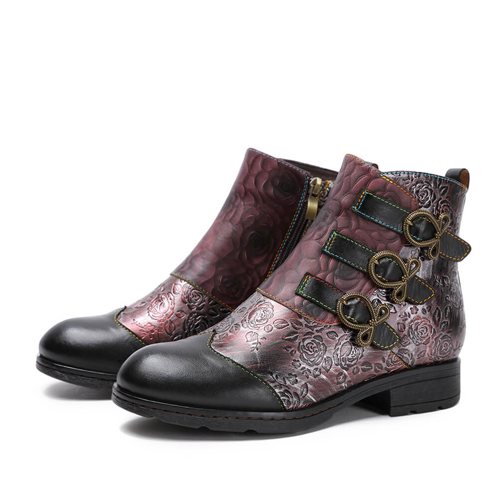Genuine Leather Hand Painted Flat Boots ankle boots by Colorstepshoes – Don't Panic Shoes