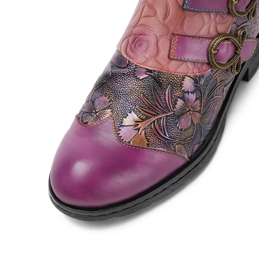 Genuine Leather Hand Painted Flat Boots ankle boots by Colorstepshoes – Don't Panic Shoes