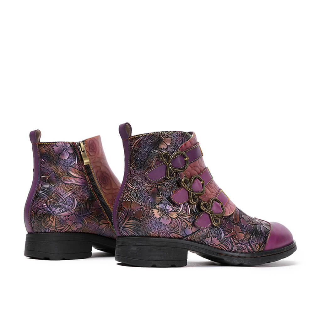 Genuine Leather Hand Painted Flat Boots ankle boots by Colorstepshoes – Don't Panic Shoes