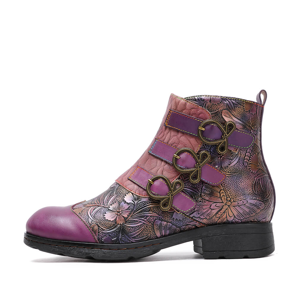 Genuine Leather Hand Painted Flat Boots ankle boots by Colorstepshoes – Don't Panic Shoes