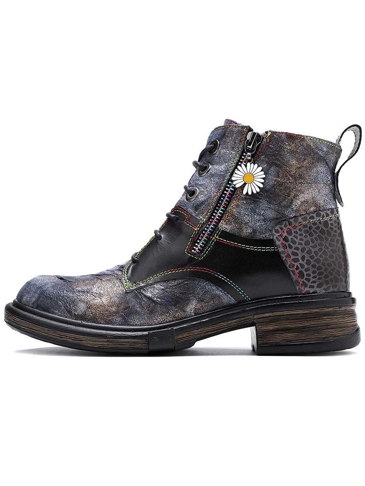 Genuine Leather Vintage Ankle Boots Booties by Colorstepshoes – Don't Panic Shoes