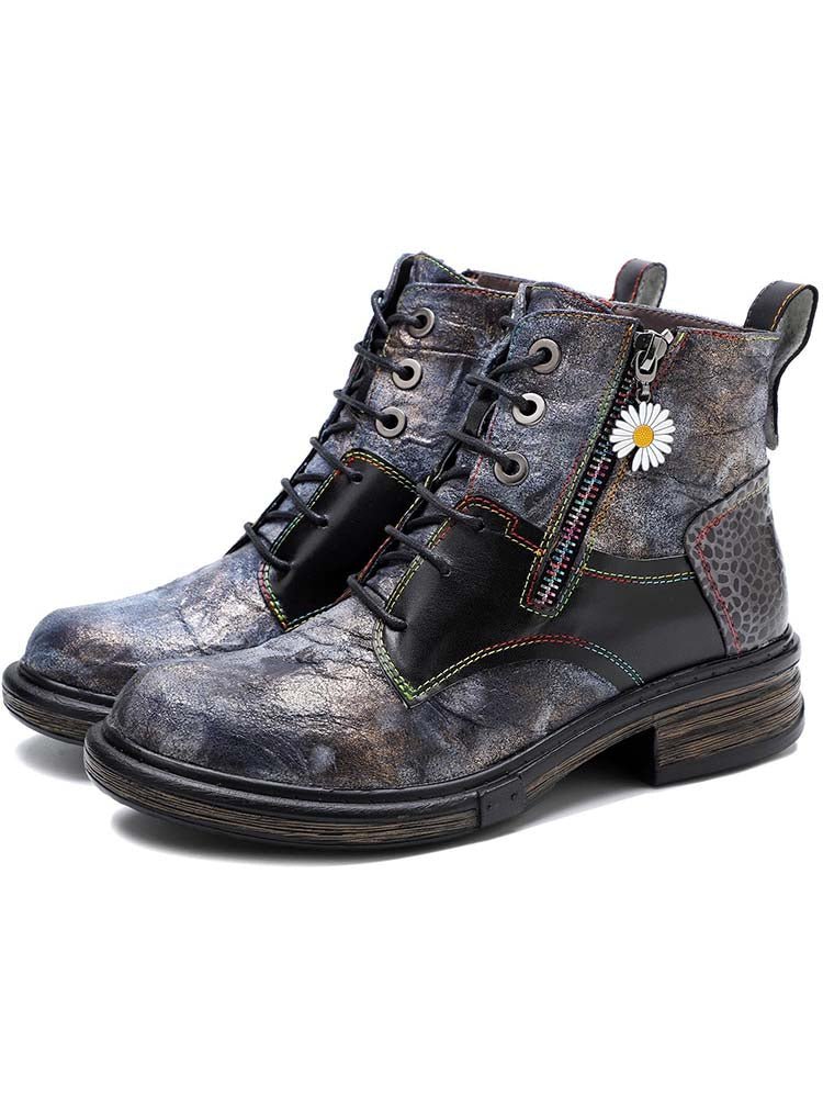 Genuine Leather Vintage Ankle Boots Booties by Colorstepshoes – Don't Panic Shoes