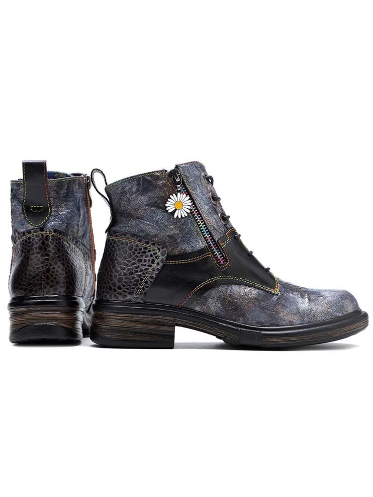 Genuine Leather Vintage Ankle Boots Booties by Colorstepshoes – Don't Panic Shoes