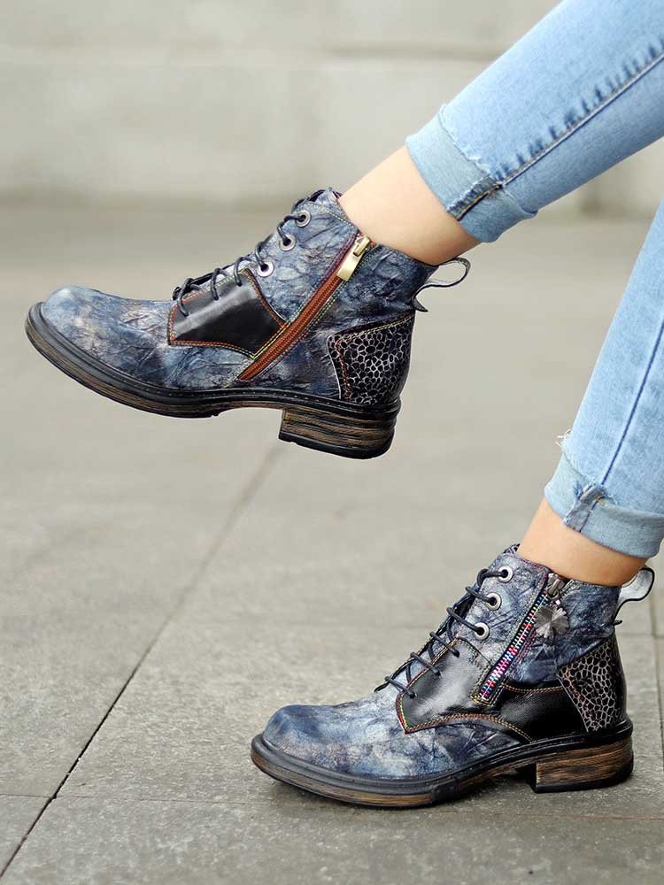 Genuine Leather Vintage Ankle Boots Booties by Colorstepshoes – Don't Panic Shoes