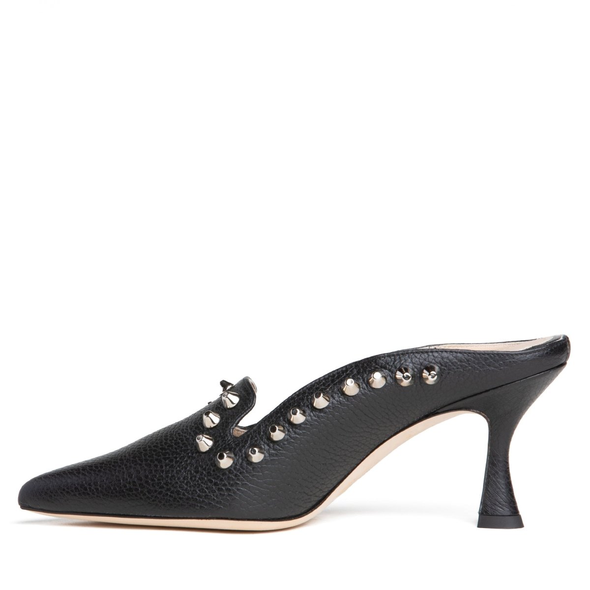 Georgia Studded Mule Women’S Leather Black Pointed Toe Heels by Beautiisoles – Don't Panic Shoes