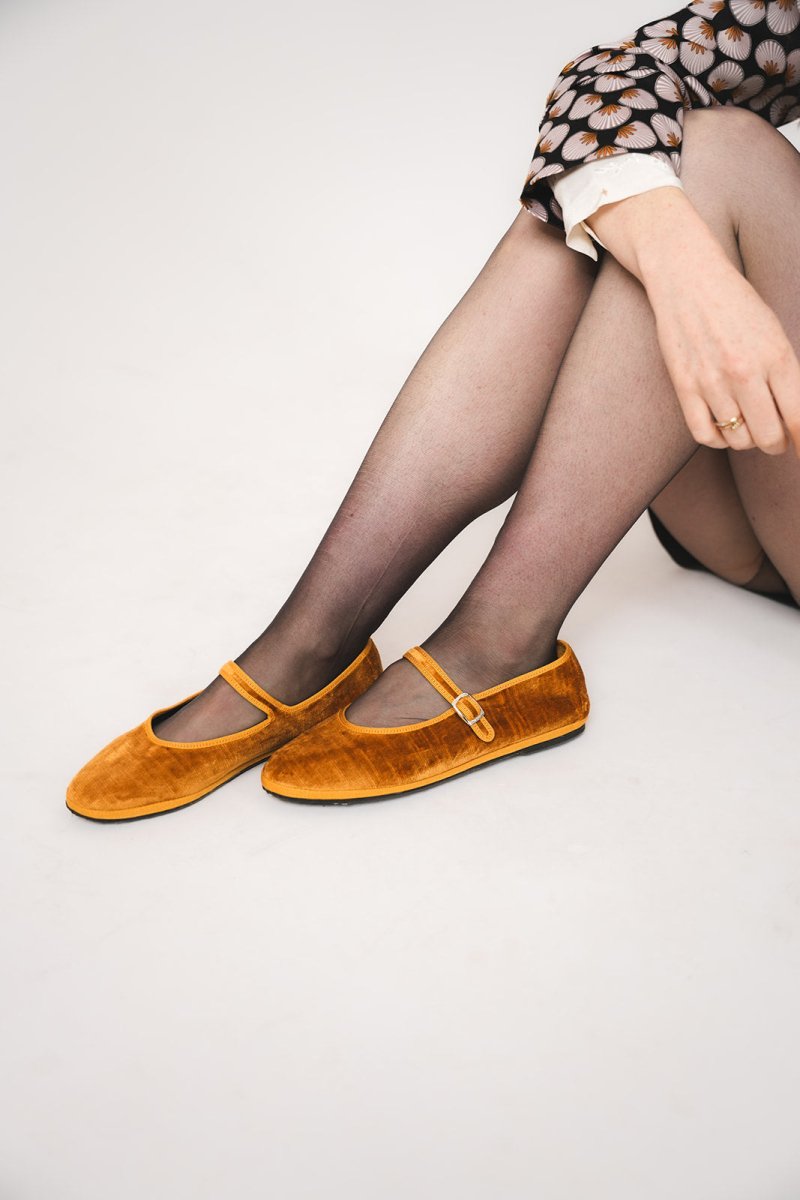 Ginger Mary Jane Handmade Italian Design Womens Velvet Ocra Slip On by Mar Soreli – Don't Panic Shoes