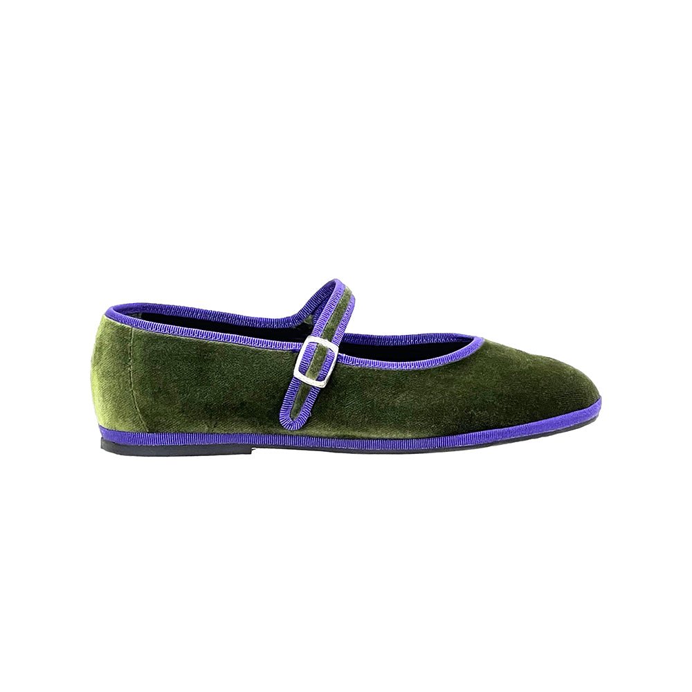 Ginger Mary Jane Verde Oliva Viola Women's Velvet Slip On by Mar Soreli – Don't Panic Shoes