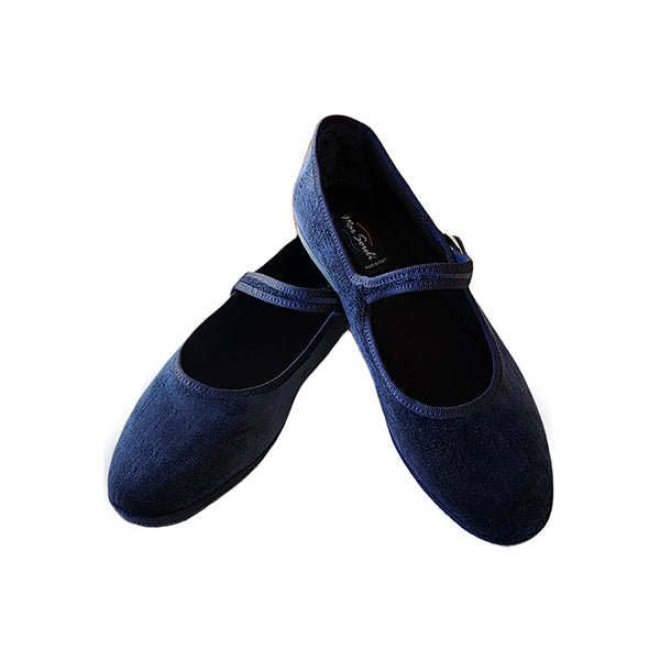 Ginger Mary Jane Womens Velvet Blue Seta Shoes Handmade Slip On by Mar Soreli – Don't Panic Shoes