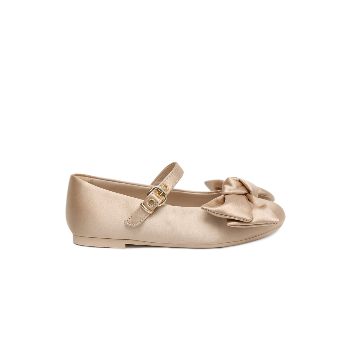 Victoria Bow Shoes Upper Kids Made In Italy Satin Champagne