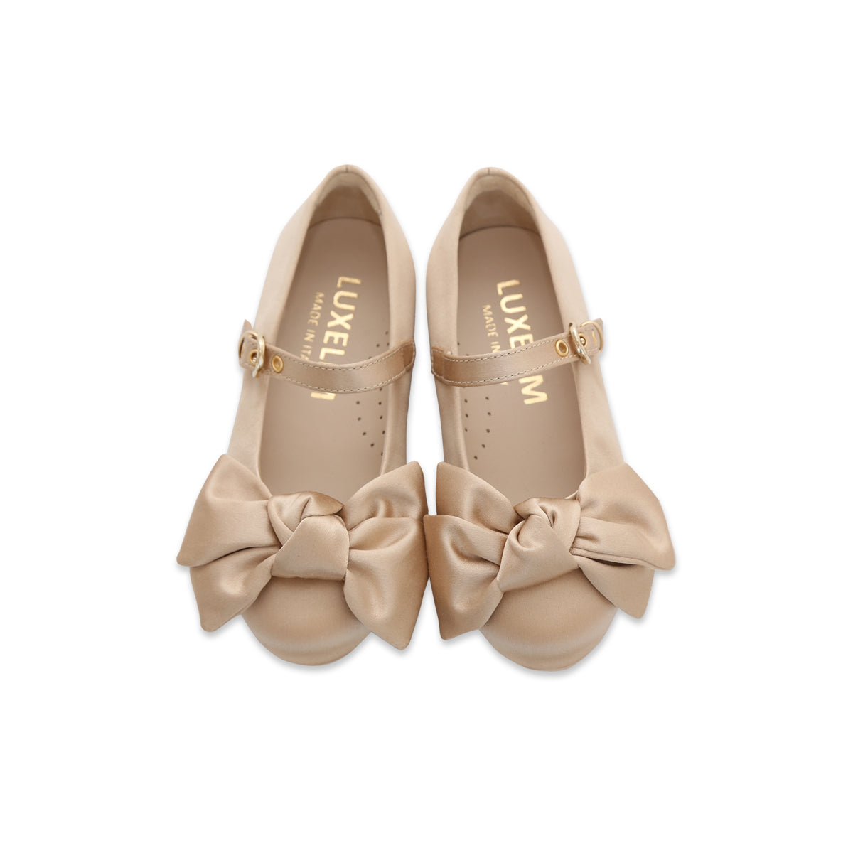 Victoria Bow Shoes Upper Kids Made In Italy Satin Champagne