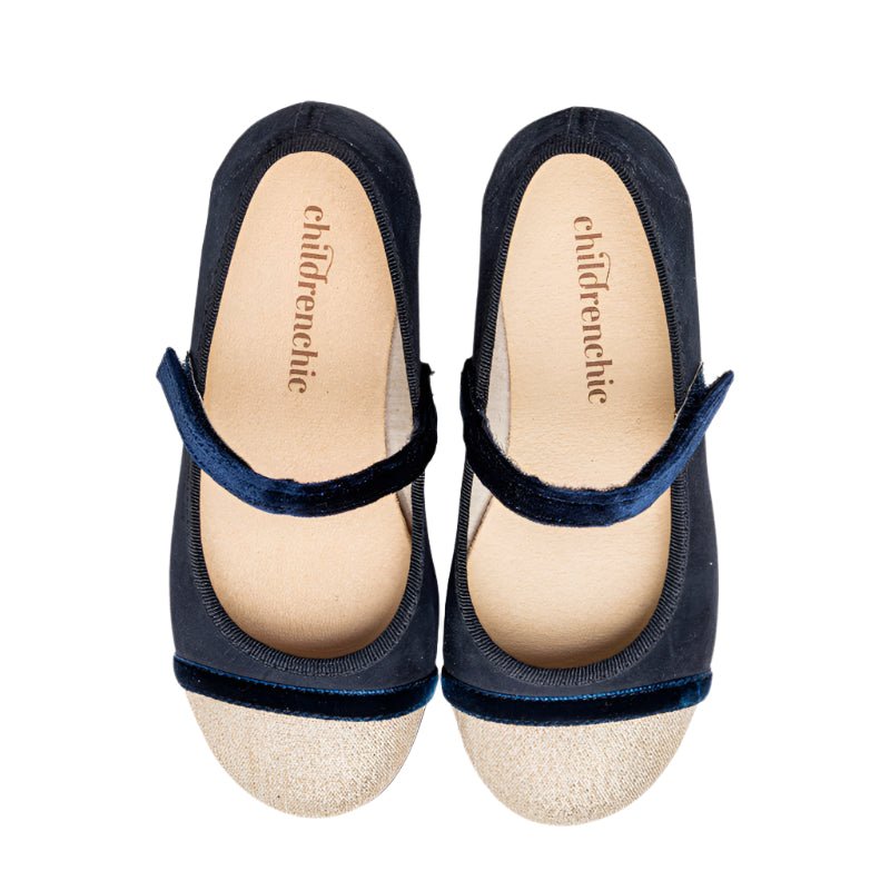 Giselle Navy Adjustable Velcro Non Slip Rubber Soles core by Childrenchic – Don't Panic Shoes