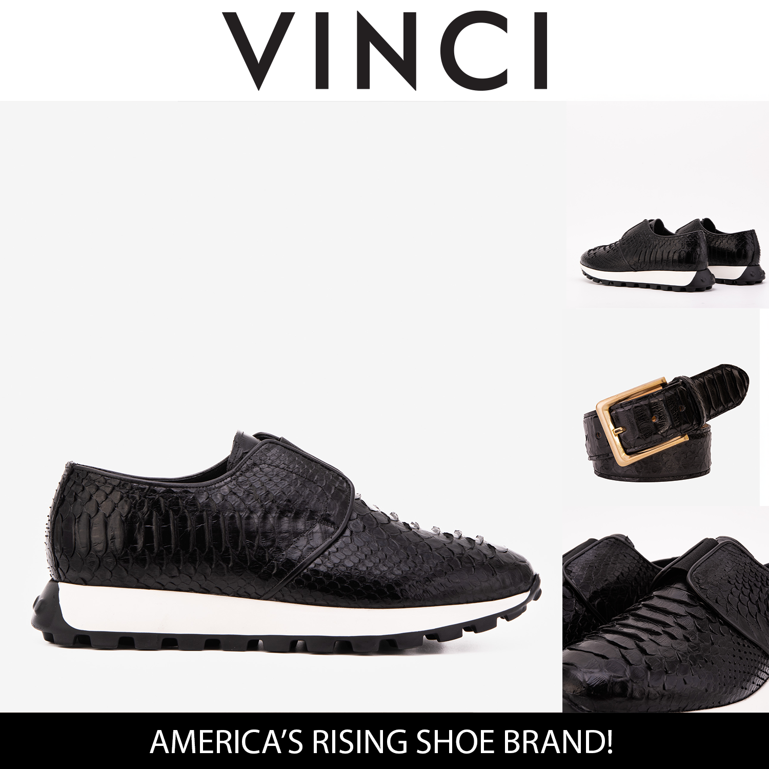 The Obsidian Black Python Leather Men Sneaker