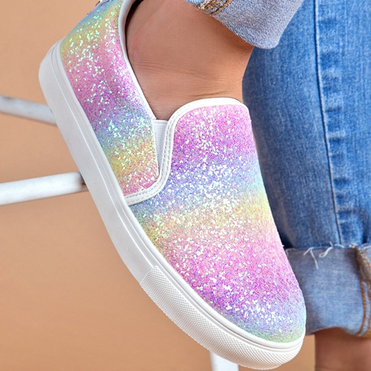 Glimmer | Rainbow Glitter Sneakers by J.Adams – Don't Panic Shoes