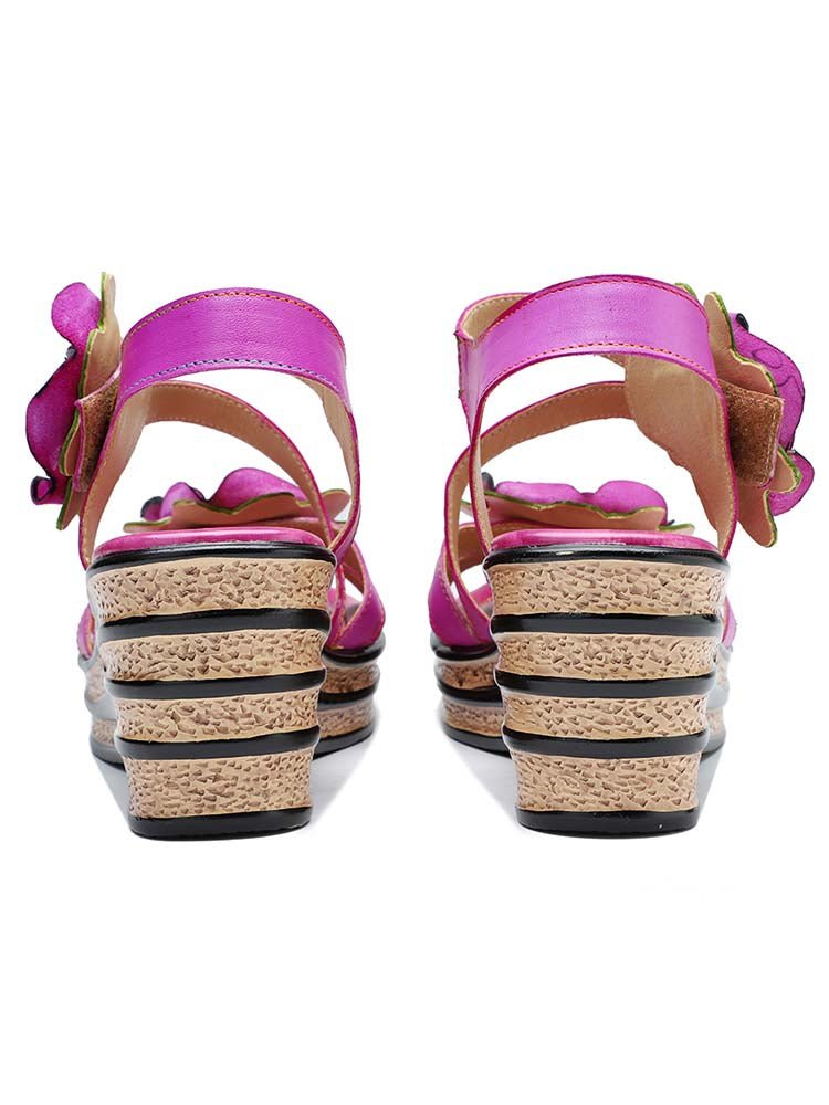 Gorgeous Handmade Rose Wedge Sandals Sandals by Colorstepshoes – Don't Panic Shoes