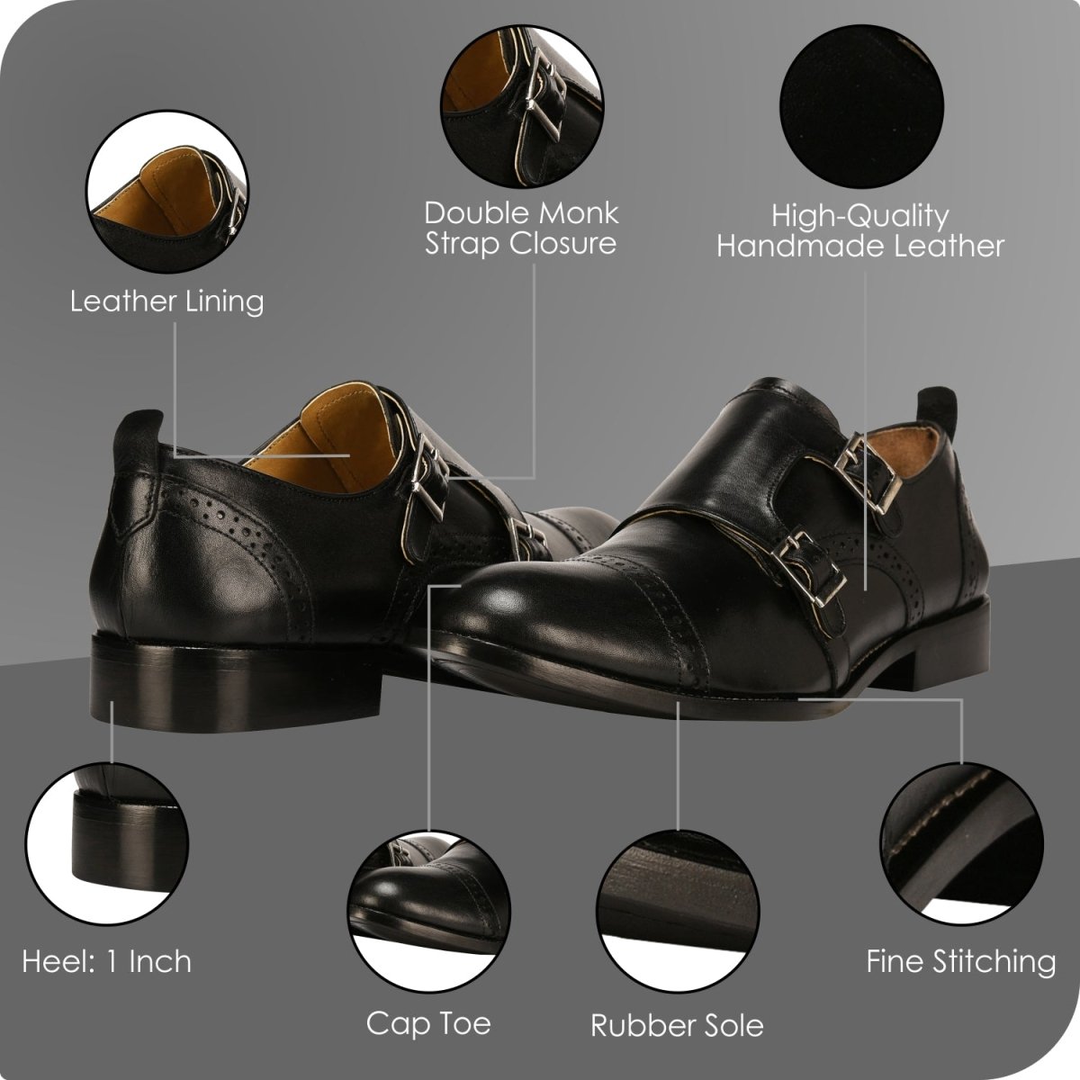 Gosling Leather Oxford Style Double Buckle Monk Straps Shoes For Men Shoes by Libertyzeno – Don't Panic Shoes