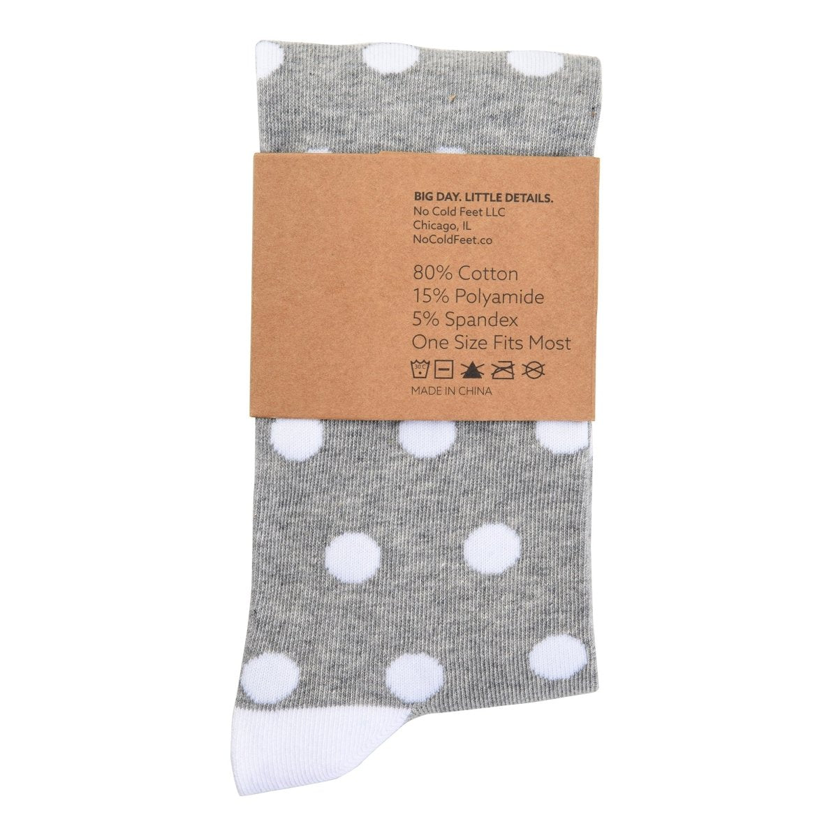 Grey And White Polka Dot Socks Fun Casual Crew For Women And Men Stylish Photo Friendly Socks by No Cold Feet – Don't Panic Shoes