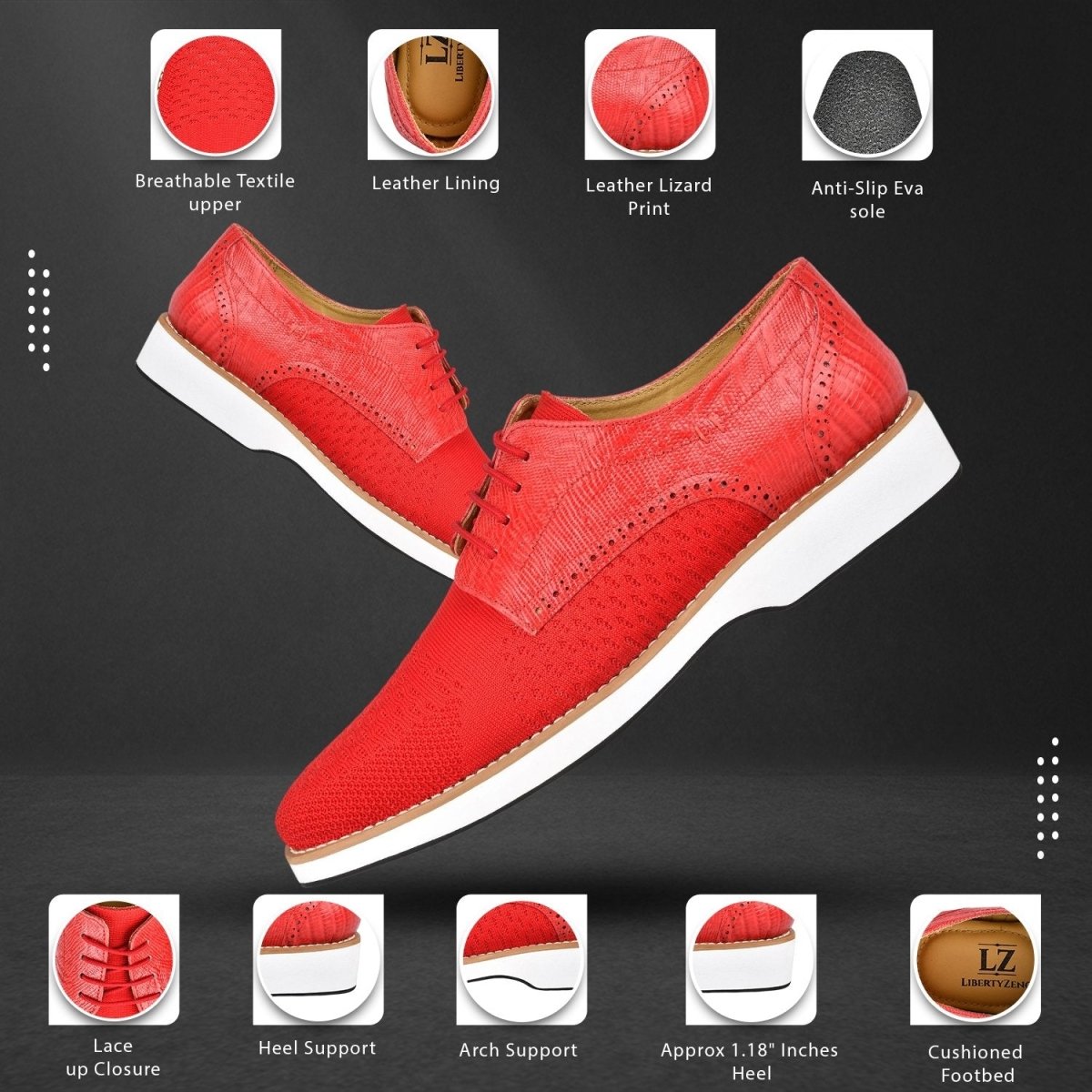 Gutta Lizard Print Leather Textile Casual Sneakers Shoes by Libertyzeno – Don't Panic Shoes