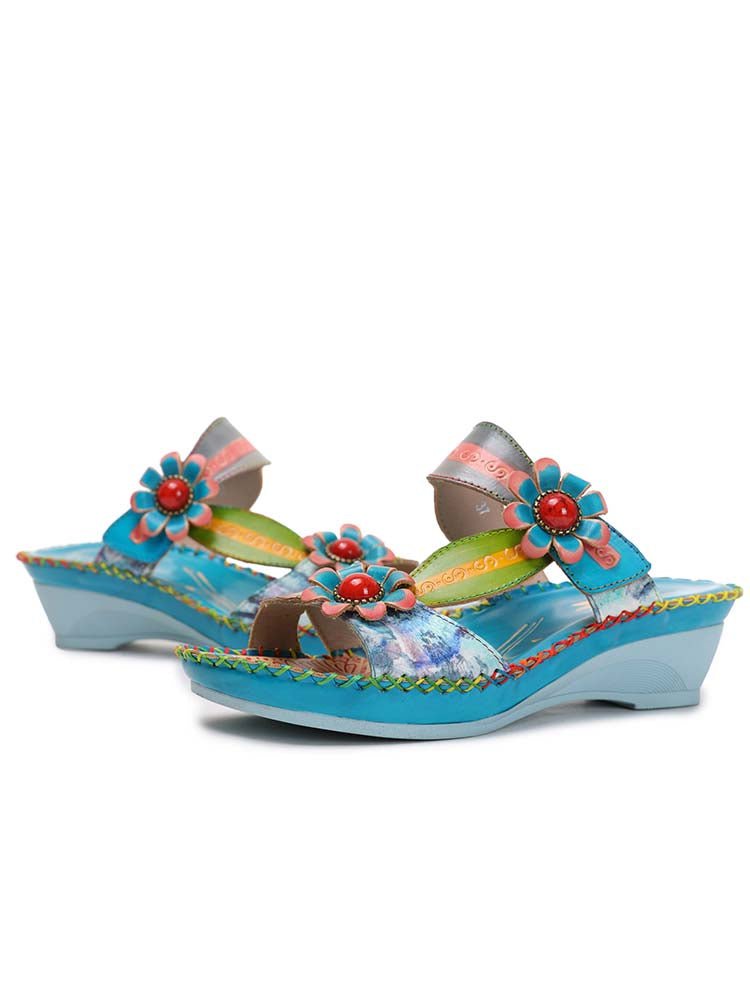 Gwen Floral Embossing Sandals Shoes by Colorstepshoes – Don't Panic Shoes