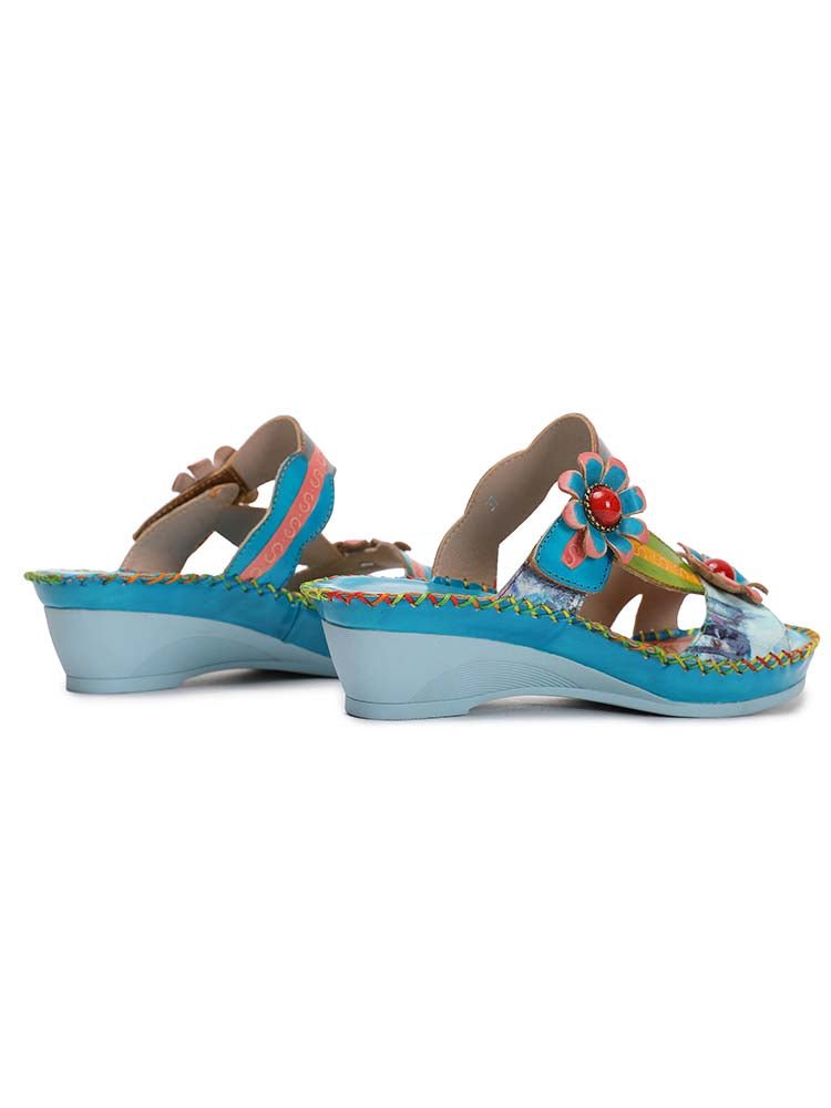 Gwen Floral Embossing Sandals Shoes by Colorstepshoes – Don't Panic Shoes