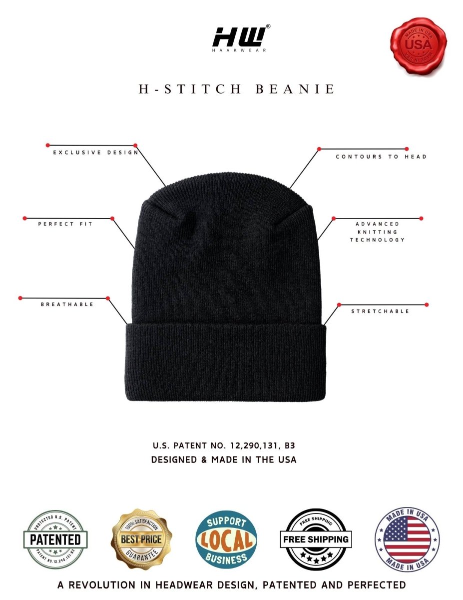 H - Stitch American Flag Beanie Circular Knit Cuffed Beanie by Haakwear Usa – Don't Panic Shoes