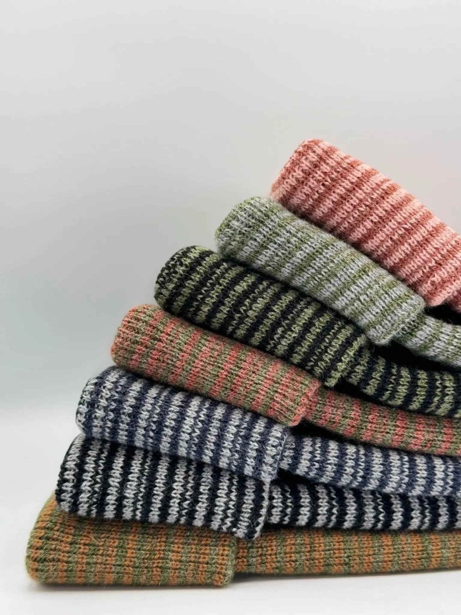 H - Stitch Contrast Cuffed Beanie Acrylic Knit Us - 12290131 - B2 Beanie by Haakwear Usa – Don't Panic Shoes