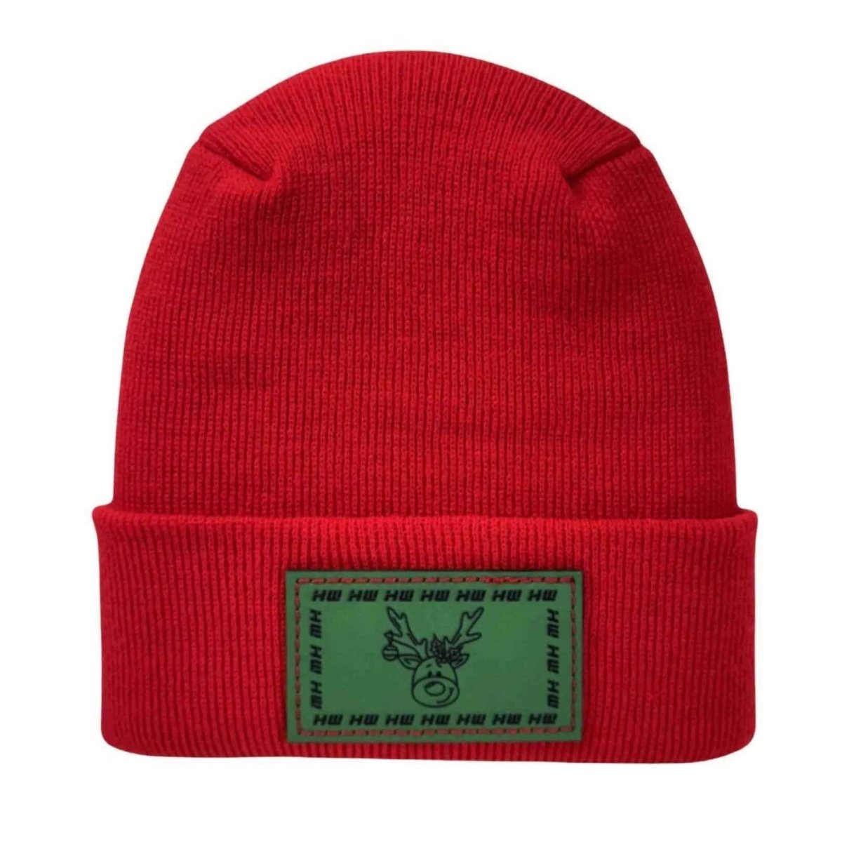 Haakwear Exclusive Christmas Reindeer H Stitch Beanie Acrylic Red Beanie by Haakwear Usa – Don't Panic Shoes