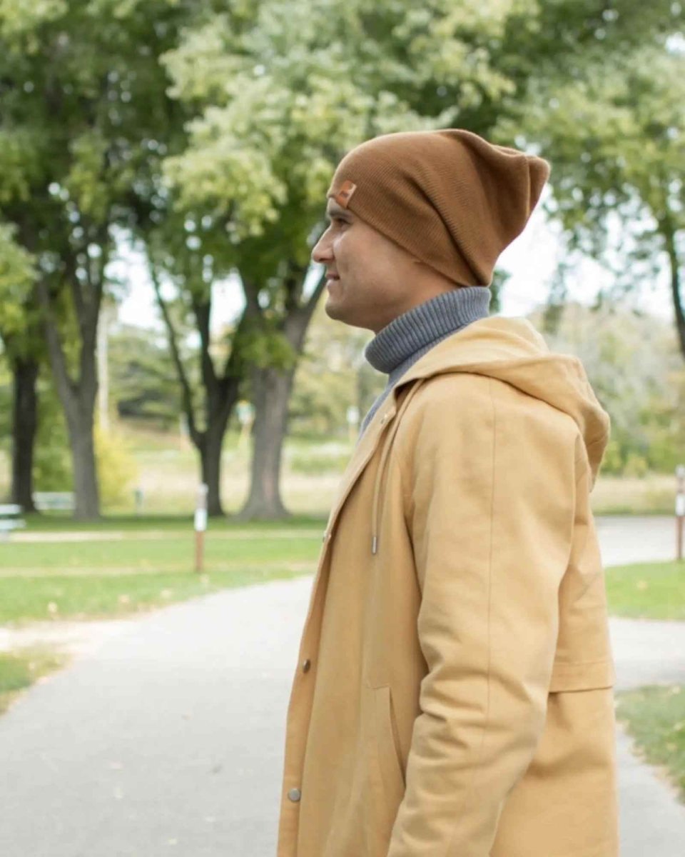 Haakwear H - Stitch Cuffed Beanie Made In United States Camel Brown Beanie by Haakwear Usa – Don't Panic Shoes