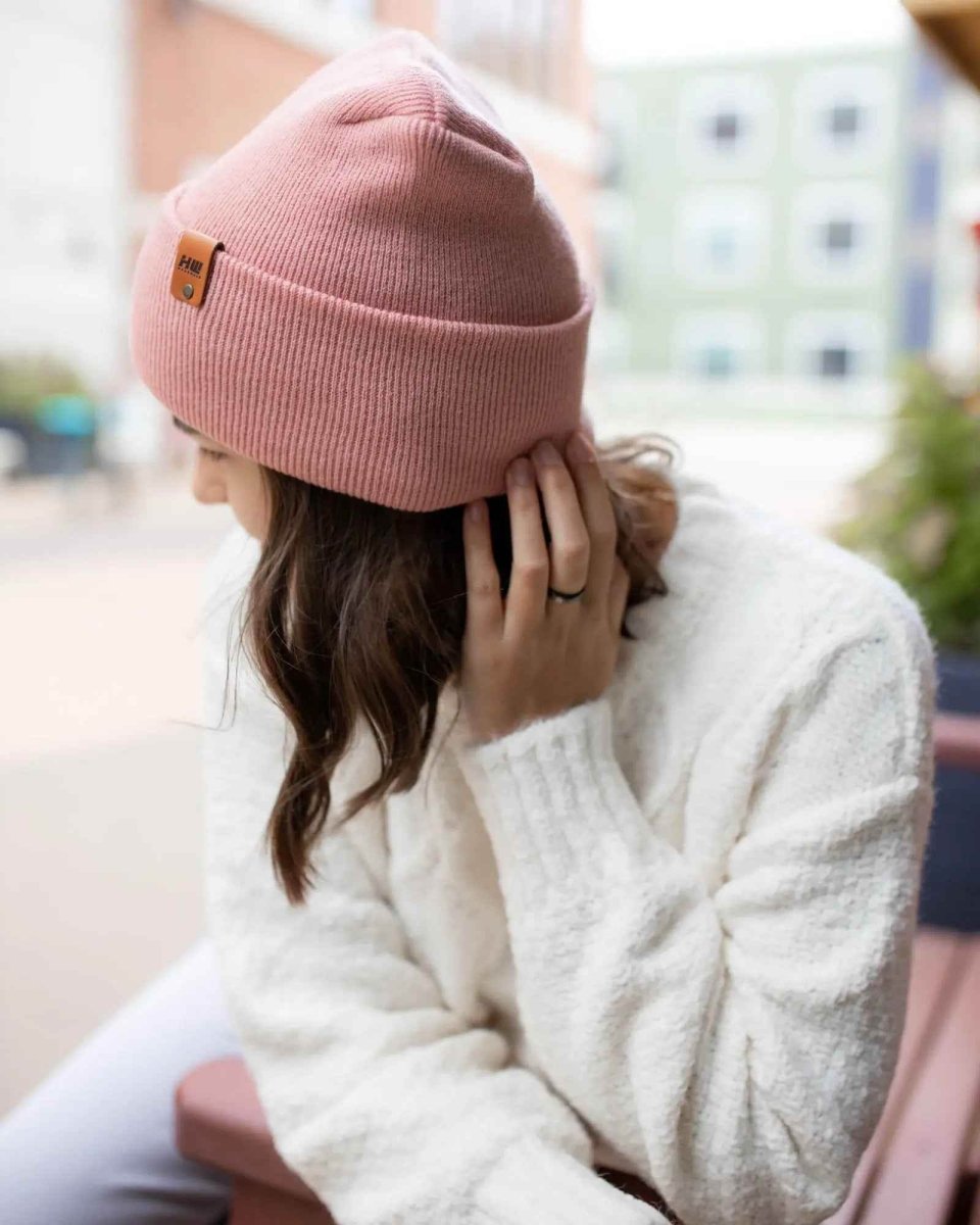 Haakwear H - Stitch Cuffed Beanie Made In United States Pearl Pink Beanie by Haakwear Usa – Don't Panic Shoes