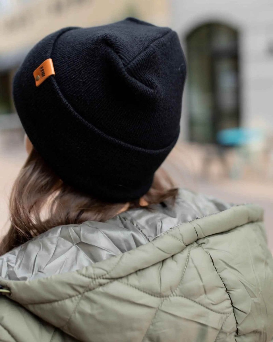 Haakwear H - Stitch Cuffed Beanie Made In Usa Midnight Black Beanie by Haakwear Usa – Don't Panic Shoes