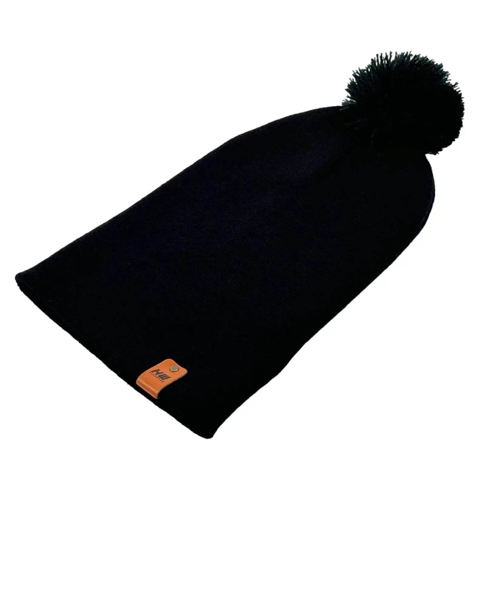 Haakwear Pompom Beanie Made In Usa Midnight Black Cpp1 Beanie by Haakwear Usa – Don't Panic Shoes