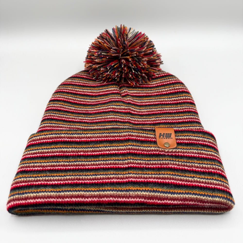 Haakwear – Traditional Pom Pom Beanie Multi Color Knit Beanie by HAAKWEAR USA – Don't Panic Shoes