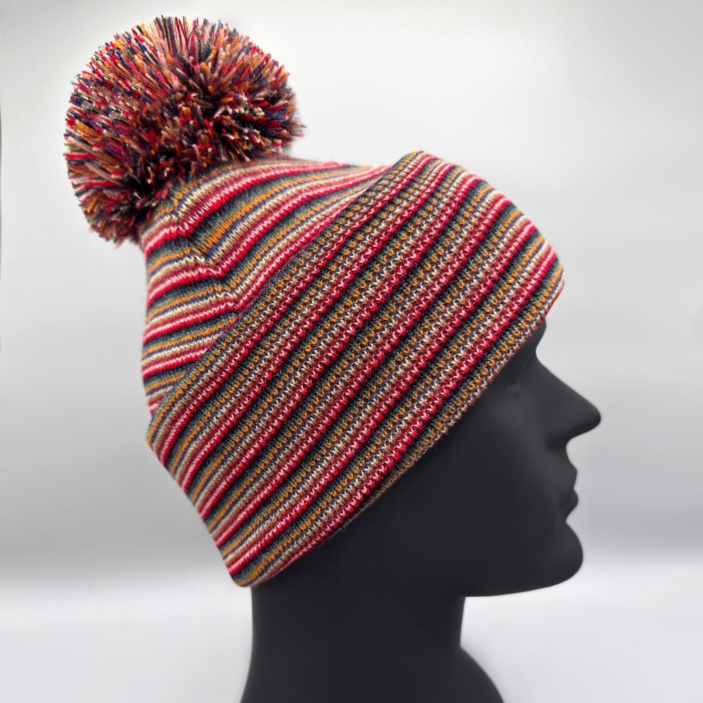 Haakwear – Traditional Pom Pom Beanie Multi Color Knit Beanie by HAAKWEAR USA – Don't Panic Shoes