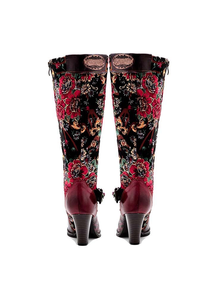 Handmade Floral Embossed Embroidery Elegant Boots Boots by Colorstepshoes – Don't Panic Shoes